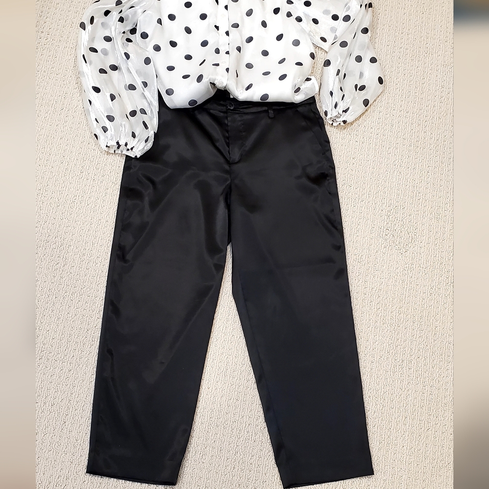 GAP Black Satin Girlfriend Cropped Pants, Lightly Lined, Wm 6, EUC